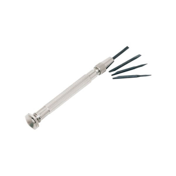 Jeweller's screw-driver, with interchangeable blades